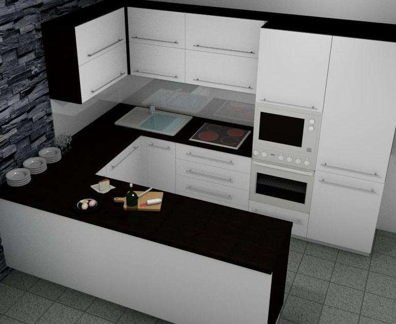 kuchyň designová s barem dynamicglass